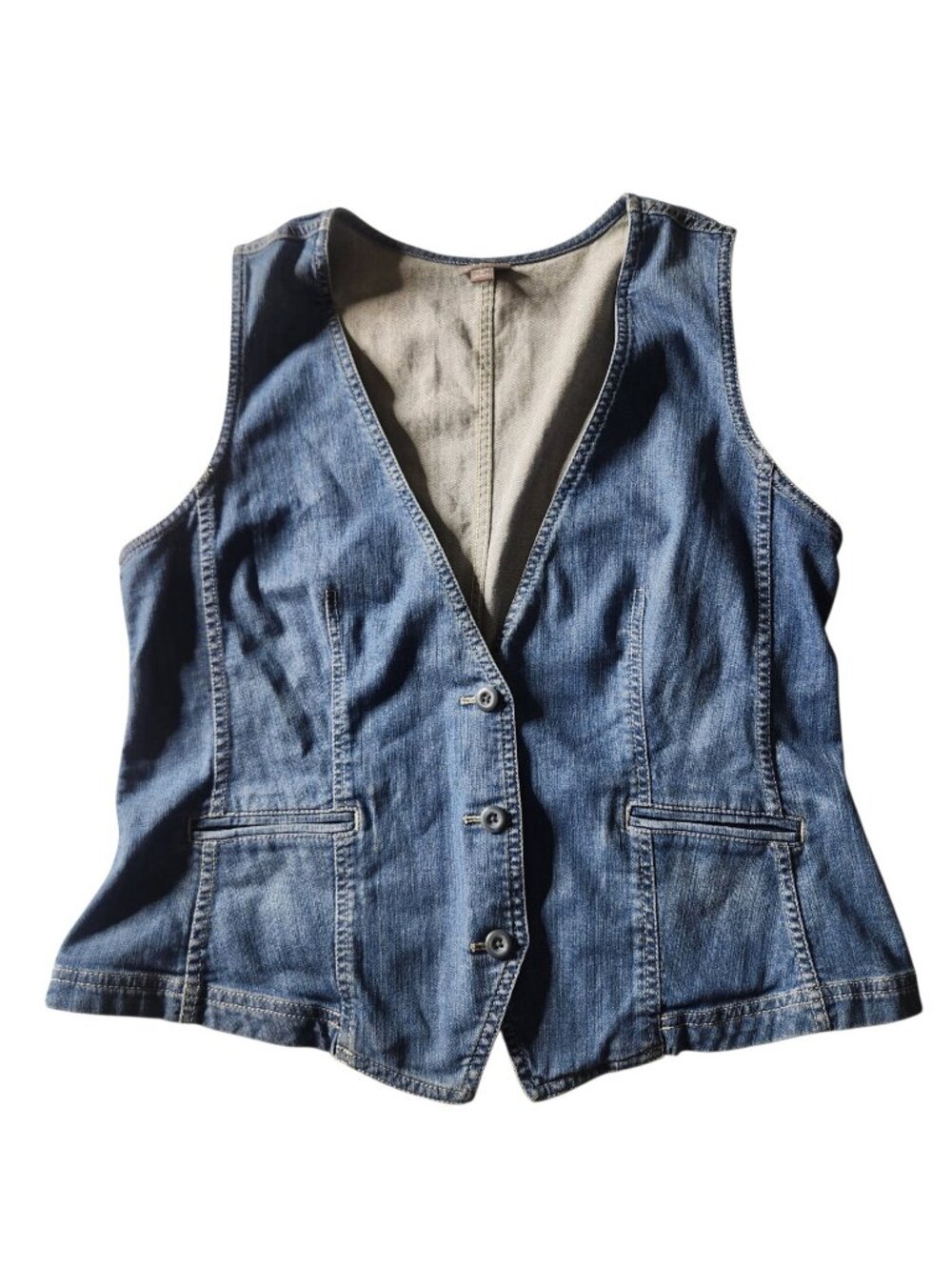 J.Jill Denim Womens Vest Cotton Blend 3 Button Size M Stretch